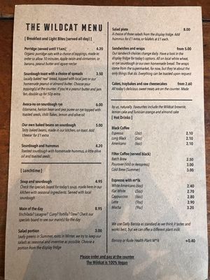 Speisekarte at The Wildcat in Fort William