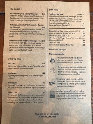 Speisekarte Rückseite at The Wildcat in Fort William