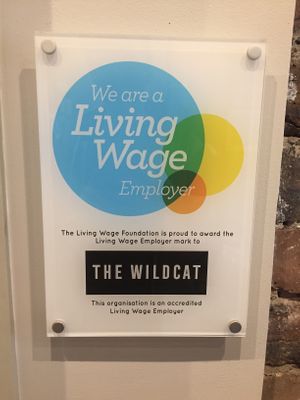 Living Wage sign at The Wildcat in Fort William