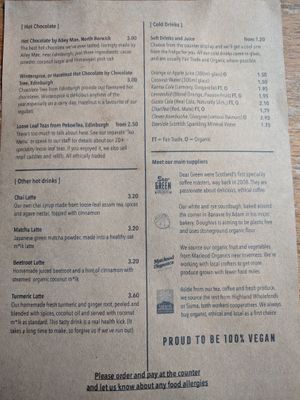 Drinks menu at The Wildcat in Fort William