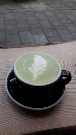 Oatmilk matcha latte at The Wildcat in Fort William