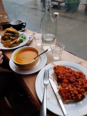 Burger, soup and sandwich. at The Wildcat in Fort William