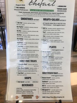 Menu at The Fuel in Brighton