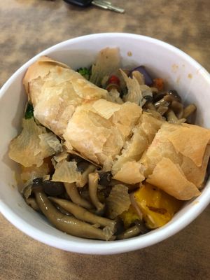 Mushroom bowl topup with spring roll at Verimix - Icon@IBP in West Singapore