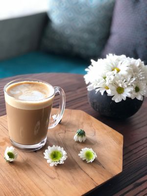 espresso, cappuccino, latte with soy milk, cashew milk at by Cafe in Tegallalang