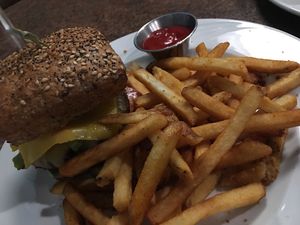 The monster burger.  Loved it !!! at Ek's Grill in Kelowna