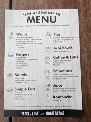 Menu at Natural Tucker in Salamander Bay