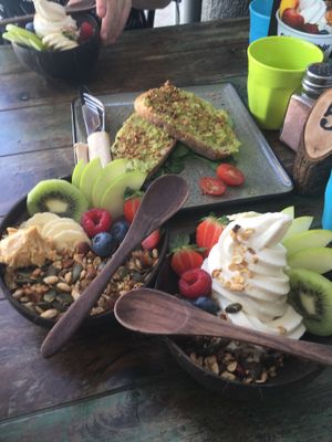 Açai bowl, coco whip and avo toast at Clean Eats and Healthy Treats in Nelson Bay