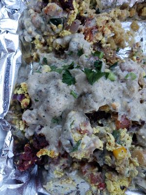 Biscuit and Gravy Meal. Best ever!!! at Red Cup Coffee House in Oklahoma City