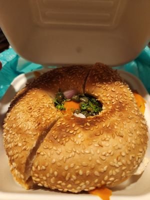 Bagel and carrot lox sandwich at Red Cup Coffee House in Oklahoma City