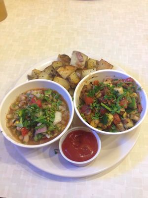 choose three of the many veggie sides at Red Cup Coffee House in Oklahoma City
