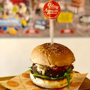 Brekkie Burger,  CHorizo wrap and original salad box. Yum!!!
  at Arancini Brothers - Old St in East London