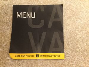 Menu at CAVA in Ashburn