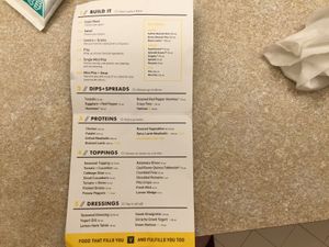 Menu at CAVA in Ashburn