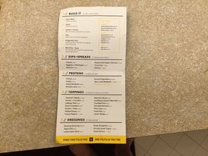 Menu at CAVA in Ashburn