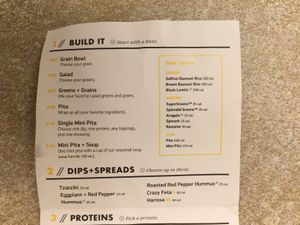 Menu at CAVA in Ashburn