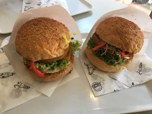 Chickpea burgers at Krowarzywa in Torun
