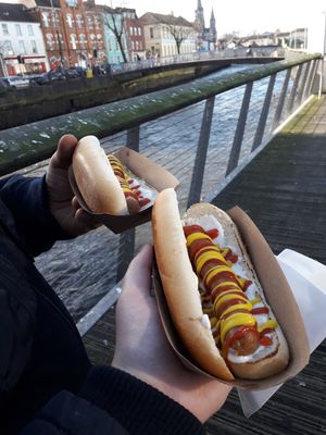 Delicious vegan hot dogs made freshly in the cafe at Earth Cafe in Cork