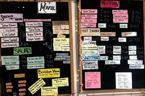 The deli menu.  The deli closes mid-afternoon but to-go sandwiches/wraps/salads/etc are available in the refrigerator.  They offer vegan mayo, pesto, cheese :) at Healthways II in Kamuela