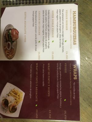 Updated menu  at Palmeadas in San Pedro