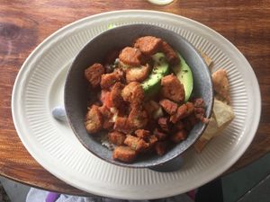 el chifrijo vegano  at Palmeadas in San Pedro