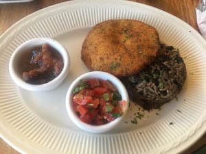 Falafel & pallo pinto breakfast at Palmeadas in San Pedro