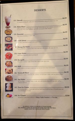 Menu page at Dosa Delight at Dosa Delight in Jackson Heights