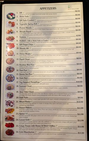 Menu page at Dosa Delight at Dosa Delight in Jackson Heights