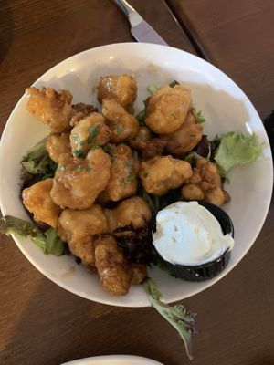 Gluten-free teriyaki cauliflower 😍 with wasabi sauce at Bistro 781 in Waltham