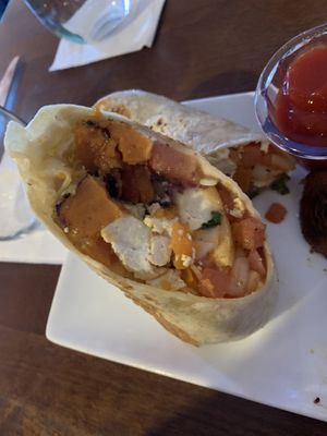 Inside of the burrito! at Bistro 781 in Waltham