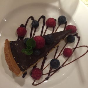 Vegan chocolate torte at The Arkle Manor in Betchworth