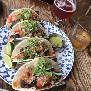 Tempeh Tacos (usually 3, we added 1 to share). Delicious! at Fig + Farro in Minneapolis
