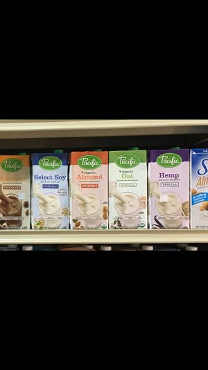 Hazelnut chocolate, select soy original, almond original, oat vainilla, hemp vainilla, almond milks at $3500 colones at Organic Supermarket Pura Vida in Quepos