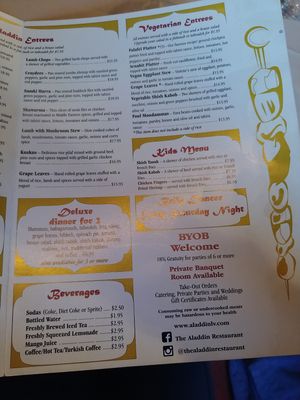 Menu 3 of 4 at Aladdin Restaurant in Allentown