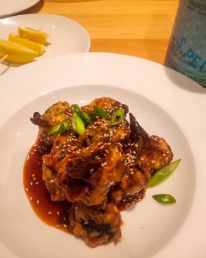 Vegan Korean fried broccoli at Bellwether in Jacksonville