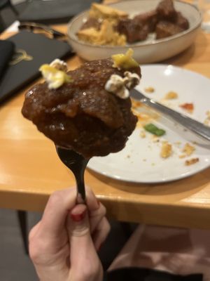 Corn pudding to dip and pieces of popcorn. Sounds interesting but it was so good! A must try .  at Bellwether in Jacksonville