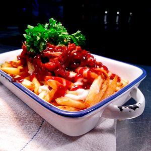 Chips + pulled Jackfruit  at The Southsea Village in Portsmouth