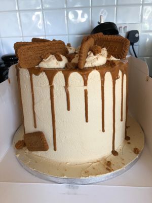My enormous birthday cake lotus biscuit flavours. So delicious it was eaten in no time by family and friends  at Cake Tin in Blackpool