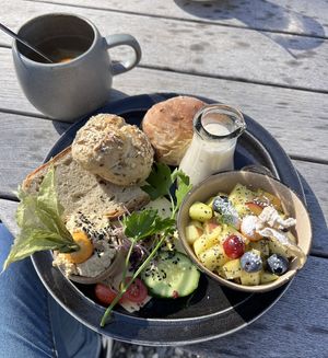 vegan breakfast & fresh ginger tea  at Cafe Hygge in Loerrach