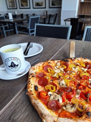 Margherita with pepperoni and hot peppers at The Lock Wood Fired Pizza in Port Colborne