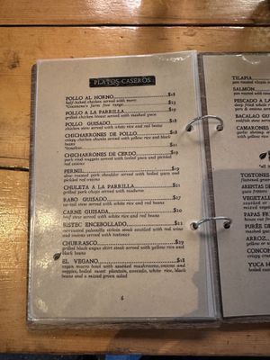 Menu  at Puerto Viejo in Brooklyn
