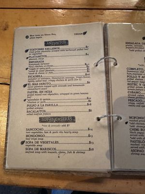 Menu  at Puerto Viejo in Brooklyn