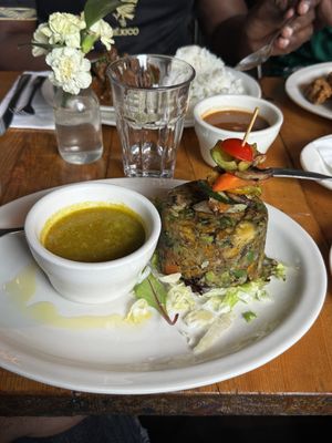 Vegan mofongo with avocado  at Puerto Viejo in Brooklyn