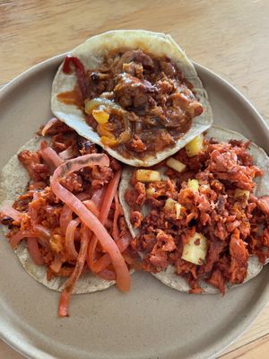 Pibil, Pastor & Venado En Escabeche  at Vege Taco in Mexico City