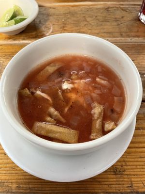Tortilla soup   at Vege Taco in Mexico City
