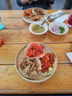 Good food for pretty cheap. We were able to get a soup, salad, drink, and three tacos of our choice for 85 MXN pesos. Not the best vegan tacos I've had but definitely in the top 5. at Vege Taco in Mexico City