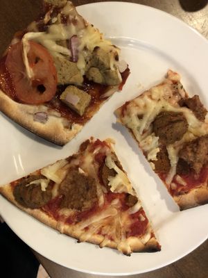 Vegan bbq chicken and vegavore pizzas  at Parkway Pizza - NE in Minneapolis