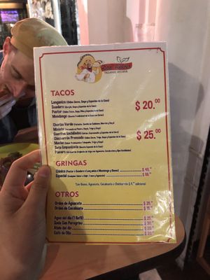 MENÚ!  at Don Andres Taqueria Vegana in Mexico City