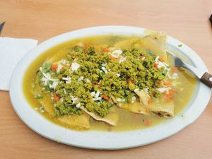 Enchiladas de frijol at Don Andres Taqueria Vegana in Mexico City