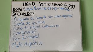 Daily menu for 8 soles at Salud Integral in Tarma